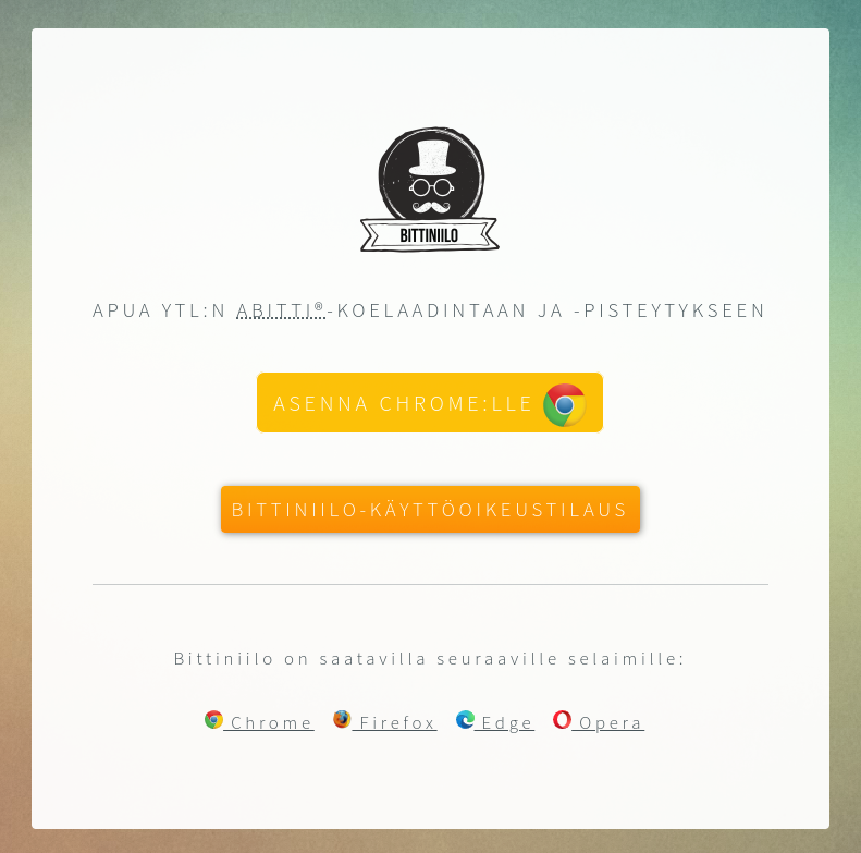 Bittiniilo-selainlaajennuksen asennus onnistuu www.bittiniilo.fi kautta